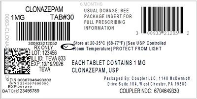 Label (0093 3212 05 Clonazepam 1mg 67046 493 30)